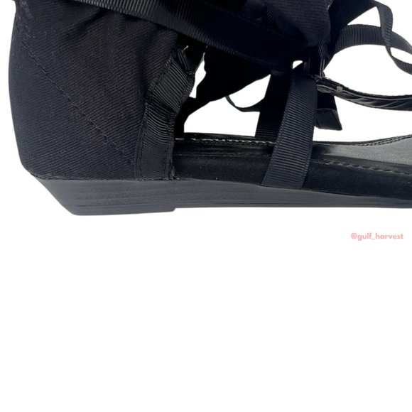 Chinese Laundry Women's Black Twill Sudoku Low Wedge Thong Sandal, Choose Size - Picture 10 of 14